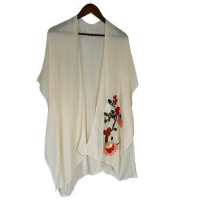 Do Everything In Love Kimono Floral Appliqué Cream One Size Boho Summer
